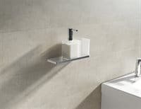 Shelf with soap dispenser, tumbler & soap dish
