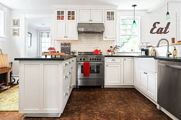 cork tile floor in kitchen